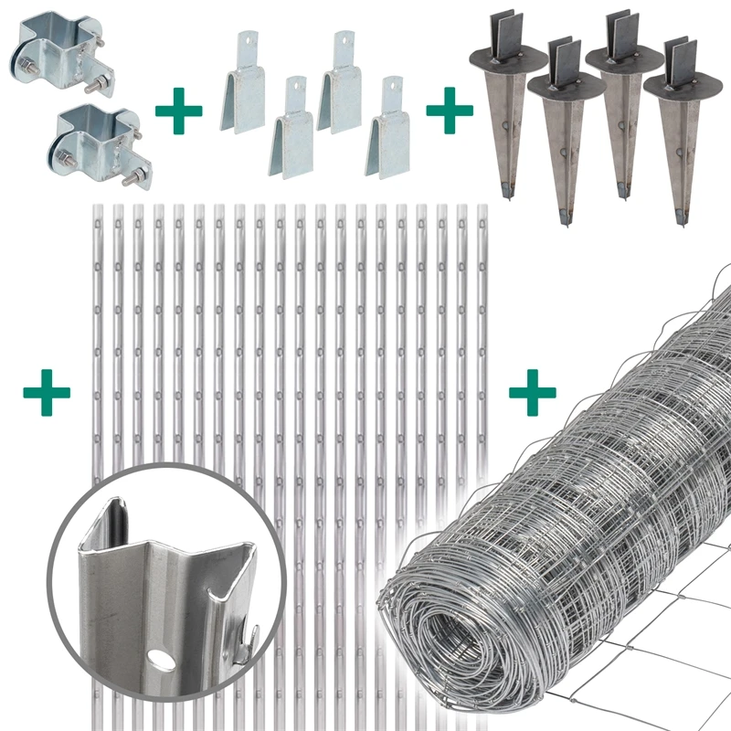 50m VOSS.farming Premium Plus Wildzaun Komplettset 80/8/15 + Z-Profilpfosten + Schellen + Kappen + E 3 50m VOSS.farming Premium Plus Wildzaun Komplettset 80/8/15 + Z-Profilpfosten + Schellen + Kappen + E