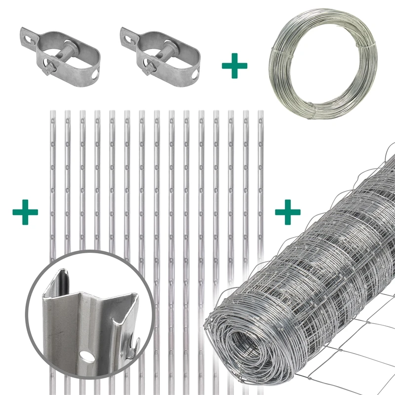 50m VOSS.farming Premium Plus Wildzaun Komplettset 100/8/15 + Z-Profilpfosten + Spanndraht + Drahtsp 3 50m VOSS.farming Premium Plus Wildzaun Komplettset 100/8/15 + Z-Profilpfosten + Spanndraht + Drahtsp