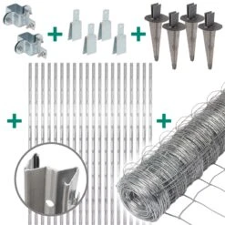 50m VOSS.farming Premium Plus Wildzaun Komplettset 150/12/30 + Z-Profilpfosten + Schellen + Kappen +