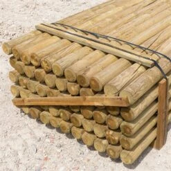 55x VOSS.farming Holzpfähle Rund, Zaunpfahl Holz, Kesseldruckimprägniert Klasse 4, 250cm X 100mm -Optimal Ranchzaun Geschäft 69525 voss farming festzauanpfahl holz 250cm 100mm impraegniert