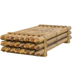 12x VOSS.farming Holzpfähle Rund, Zaunpfahl Holz, Kesseldruckimprägniert Klasse 4, 250cm X 140mm