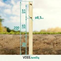 VOSS.farming Pferdezaun Holzpfosten - Arizona Anfangs- Endpfosten 200cm X 140mm -Optimal Ranchzaun Geschäft 69655 voss farming festzaunpfahl 200cm bemassung