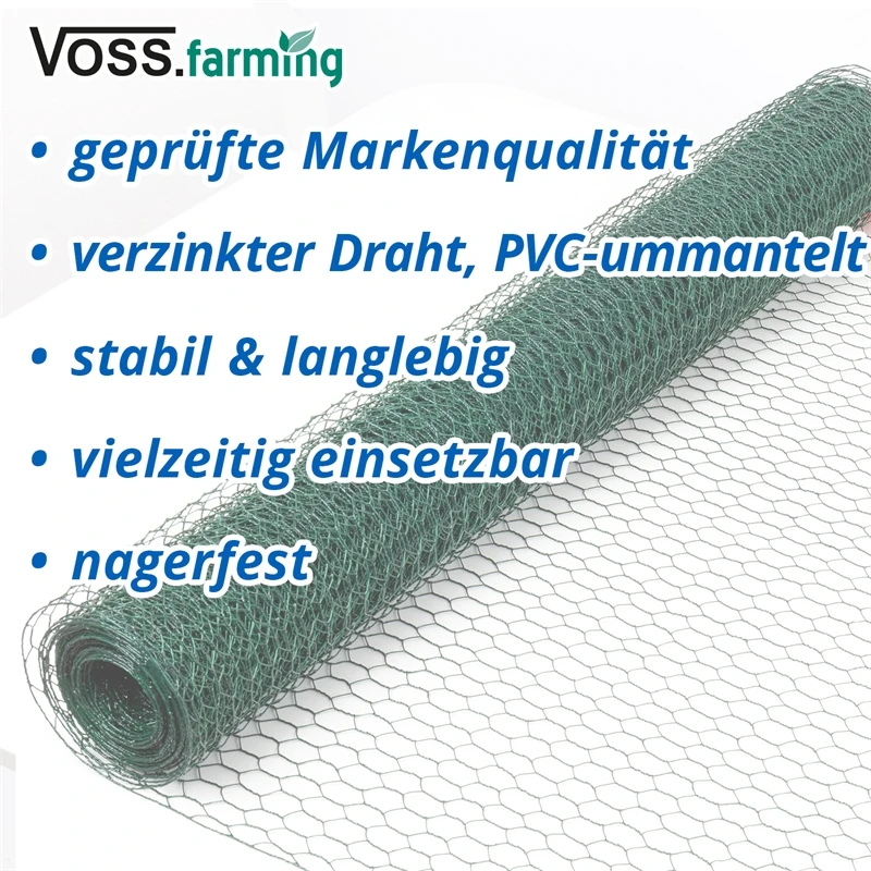 10m VOSS.farming Sechseckgeflecht, Hasendraht, Höhe 100cm - 13x0,9mm, Grün 6 10m VOSS.farming Sechseckgeflecht, Hasendraht, Höhe 100cm - 13x0,9mm, Grün – Bild 4