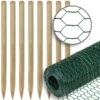 VOSS.farming Zaunset, Gartenzaun-SET: Sechseckgeflecht 10mx100cm, Grün + 8x Holzpfähle -Optimal Ranchzaun Geschäft 70652 voss farming set sechseckgeflecht gruen mit holzpfaehlen