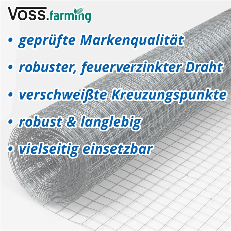 10m VOSS.farming Volierendraht, Drahtgitter, Höhe 100cm - 25,4x25,4x1,05mm, Verzinkt 6 10m VOSS.farming Volierendraht, Drahtgitter, Höhe 100cm - 25,4x25,4x1,05mm, Verzinkt – Bild 4