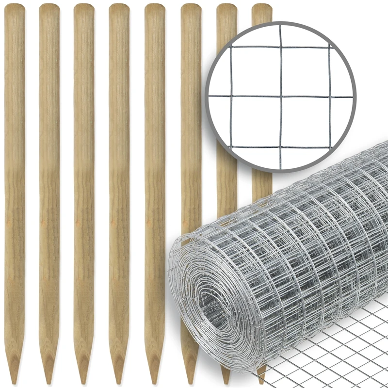 VOSS.farming Zaunset, Gartenzaun-SET: Volierendraht 10mx100cm + 8x Holzpfähle 3 VOSS.farming Zaunset, Gartenzaun-SET: Volierendraht 10mx100cm + 8x Holzpfähle