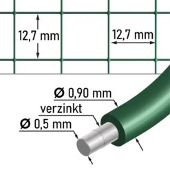 10m VOSS.farming Volierendraht, Drahtgitter, Höhe 100cm - 12,7x12,7x0,9mm, Grün -Optimal Ranchzaun Geschäft 72600 voss farming volierendraht gruen abmessungen 1