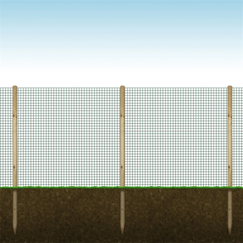 VOSS.farming Zaunset, Gartenzaun-SET: Volierendraht 10mx100cm, Grün + 8x Holzpfähle 4 VOSS.farming Zaunset, Gartenzaun-SET: Volierendraht 10mx100cm, Grün + 8x Holzpfähle – Bild 2