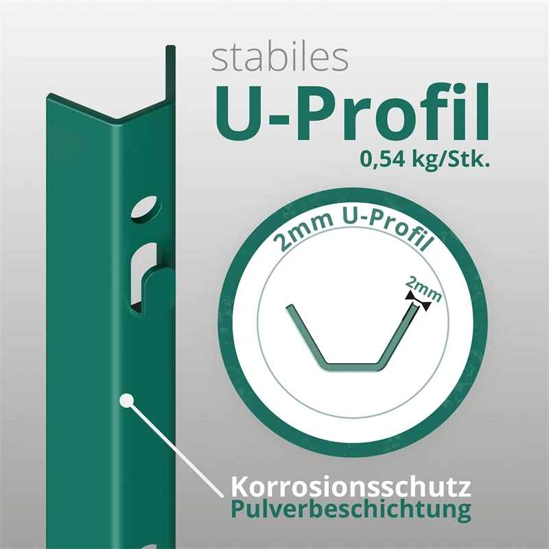 8x VOSS.farming U-Profil Metall-Pfähle 87cm, Zaunpfosten Für Drahtgeflechte Bis 60cm 5 8x VOSS.farming U-Profil Metall-Pfähle 87cm, Zaunpfosten Für Drahtgeflechte Bis 60cm – Bild 3