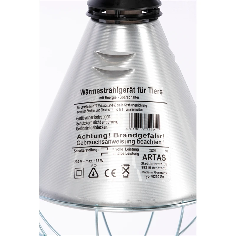 Infrarot-Wärmestrahler Ø 21cm - Wärmelampe Inkl. Schutzkorb, 5m Kabel + Sparschalter 4 Infrarot-Wärmestrahler Ø 21cm - Wärmelampe Inkl. Schutzkorb, 5m Kabel + Sparschalter – Bild 2