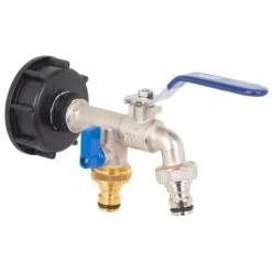 Anschlusshahn Für IBC-Container Mit 2 Schnellkupplungen, Separat Absperrbar