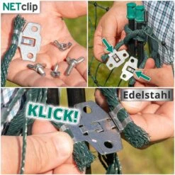 VOSS.farming FarmNET 25m Hühnerzaun, Geflügelnetz, 112cm, 9 Pfähle, 2 Spitzen, Grün -Optimal Ranchzaun Geschäft voss farming gefluegelnetz gruen netclip anschluss 10 2