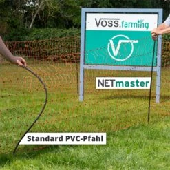 VOSS.farming FarmNET 25m Hühnernetz, Geflügelnetz, 112cm, 9 Pfähle, 2 Spitzen, Orange -Optimal Ranchzaun Geschäft voss farming netmaster netzpfahl sehr standfest vergleich
